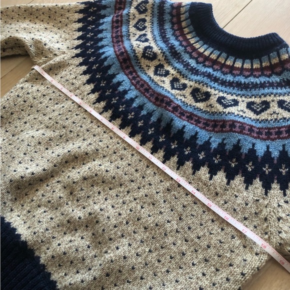 Woolrich Vintage 80s Fair Isle Heart Jacquard Knit Sweater in Oatmeal & Navy - Picture 3 of 10